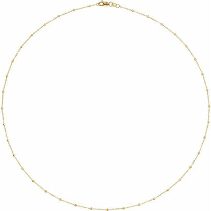 14K Gold 1.7 mm Cable Chain with Faceted Beads