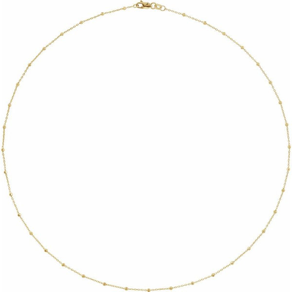 14K Gold 1.7 mm Cable Chain with Faceted Beads
