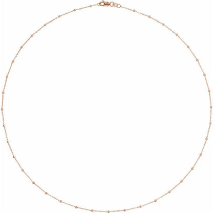 14K Gold 1.7 mm Cable Chain with Faceted Beads