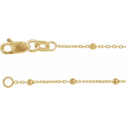 14K Gold 1.7 mm Cable Chain with Faceted Beads