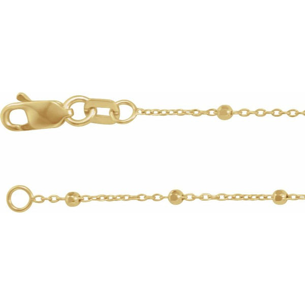 14K Gold 1.7 mm Cable Chain with Faceted Beads