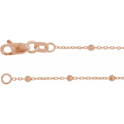 14K Gold 1.7 mm Cable Chain with Faceted Beads