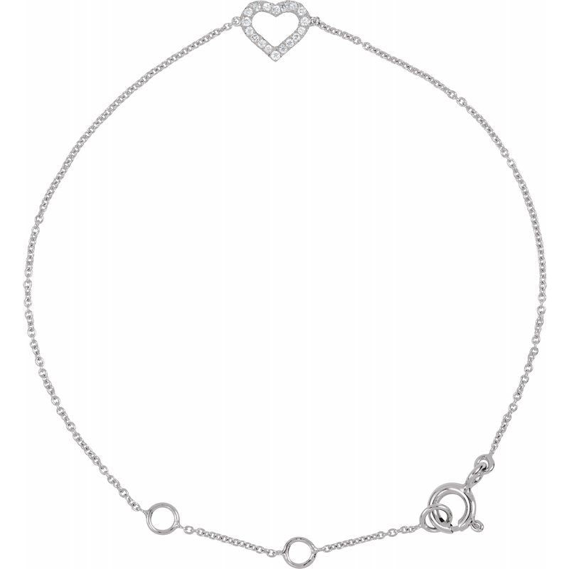 14K Diamond Cute Heart Bracelet
