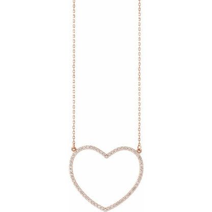 14K Gold Diamond Heart 16" Necklace