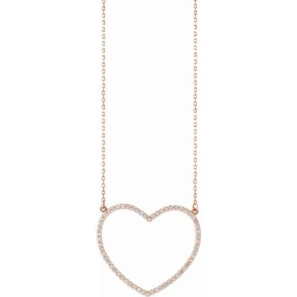 14K Gold Natural Diamond Heart 16" Necklace
