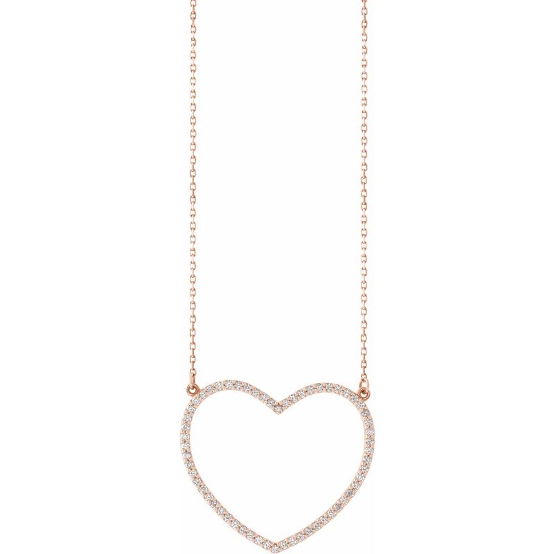 14K Gold Natural Diamond Heart 16" Necklace