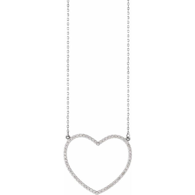 14K Gold Natural Diamond Heart 16" Necklace