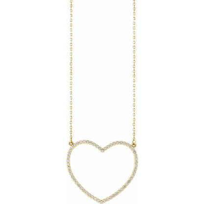 14K Gold Diamond Heart 16" Necklace