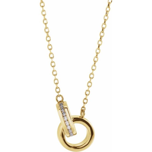 14K Solid Gold and Diamond Interlocking Necklace