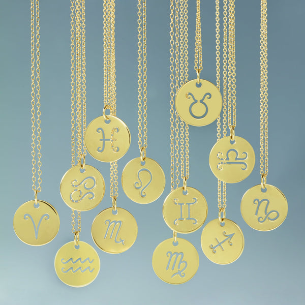 14K Gold Zodiac Disc 16-18" Necklace