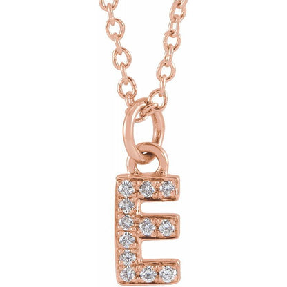 14K Gold Diamond Initial Necklace