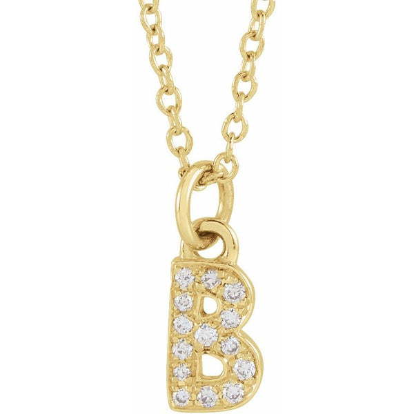 14K Gold Diamond Initial Necklace