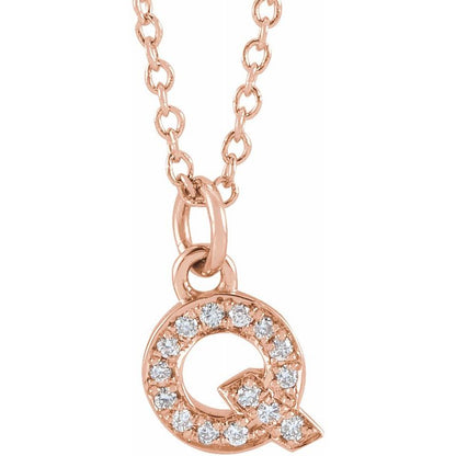 14K Gold Diamond Initial Necklace