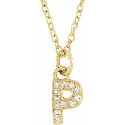 14K Gold Diamond Initial Necklace
