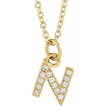 14K Gold Diamond Initial Necklace