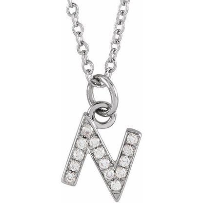 14K Gold Diamond Initial Necklace