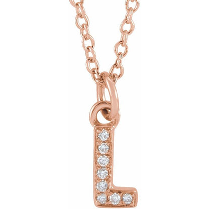 14K Gold Diamond Initial Necklace
