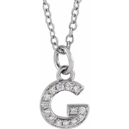 14K Gold Diamond Initial Necklace