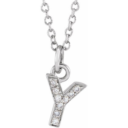14K Gold Diamond Initial Necklace