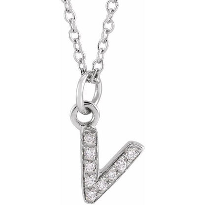 14K Gold Diamond Initial Necklace