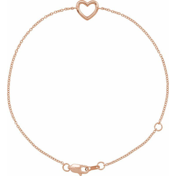 14K Gold Heart Dainty Bracelet
