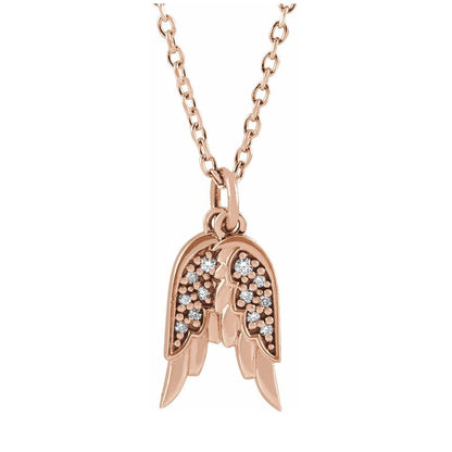 14K Gold LabGrown Diamond Angel Wings Necklace
