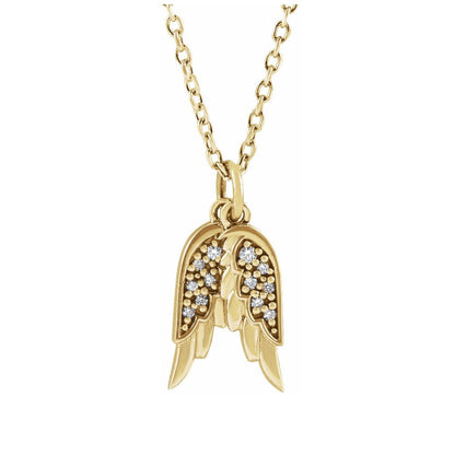 14K Gold LabGrown Diamond Angel Wings Necklace