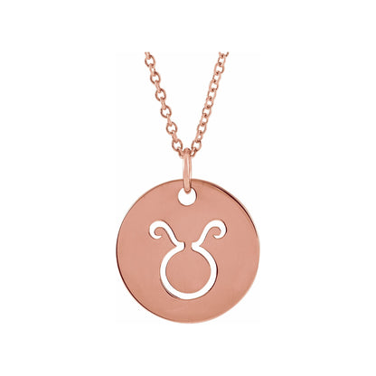 14K Gold Zodiac Disc 16-18" Necklace