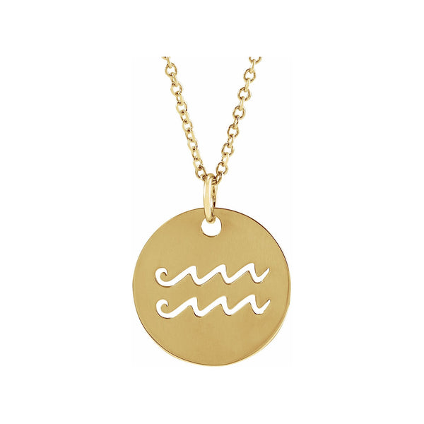 14K Gold Zodiac Disc 16-18" Necklace