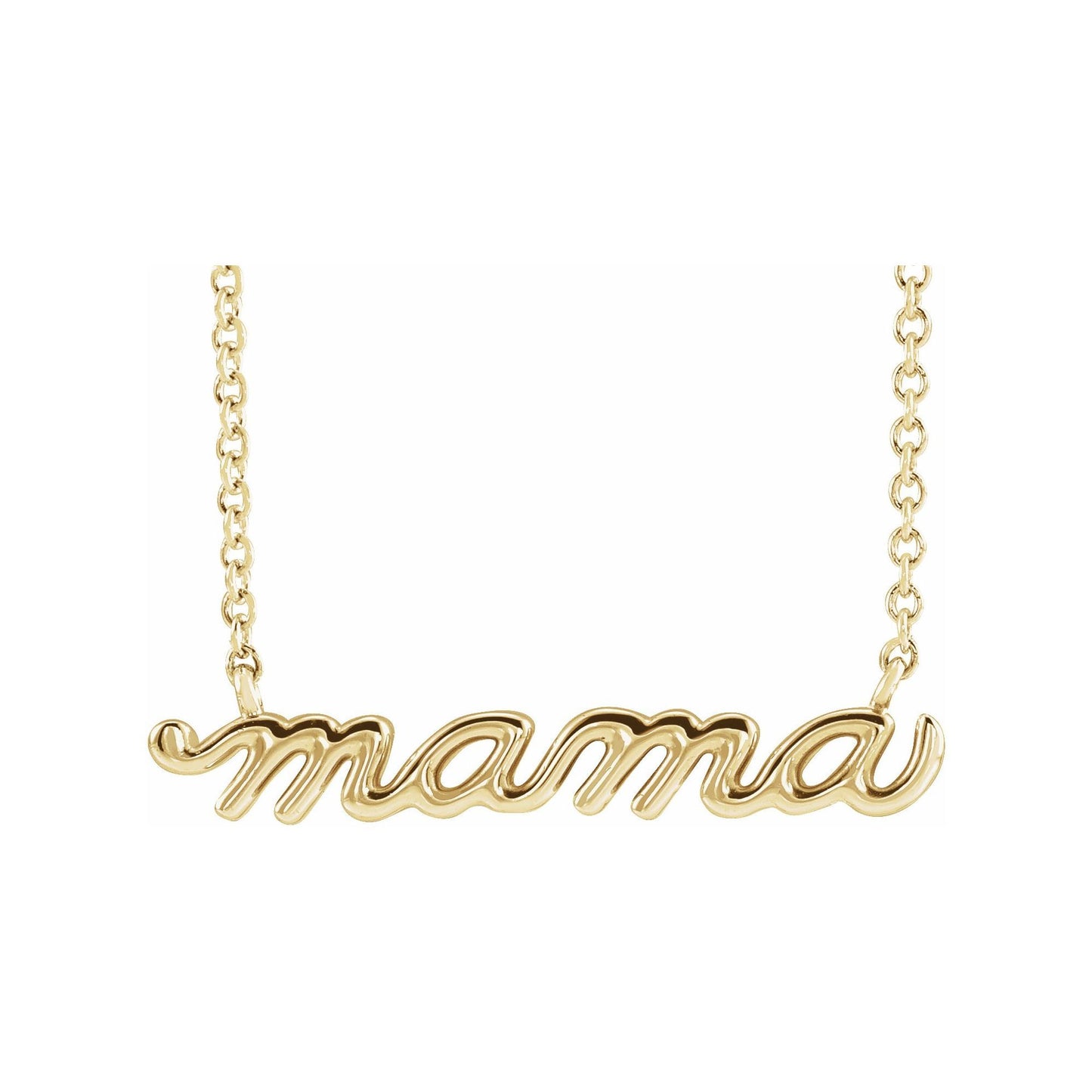 14K Gold and Diamond Dainty "mama" Script Necklace