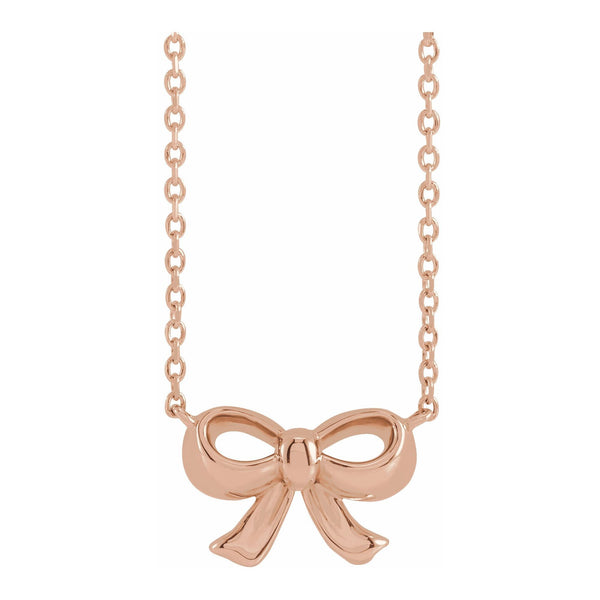 14K Gold Dainty Bow Necklace