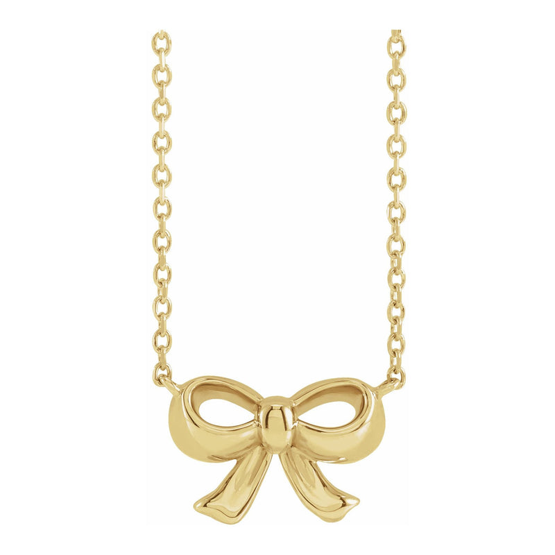 14K Gold Dainty Bow Necklace