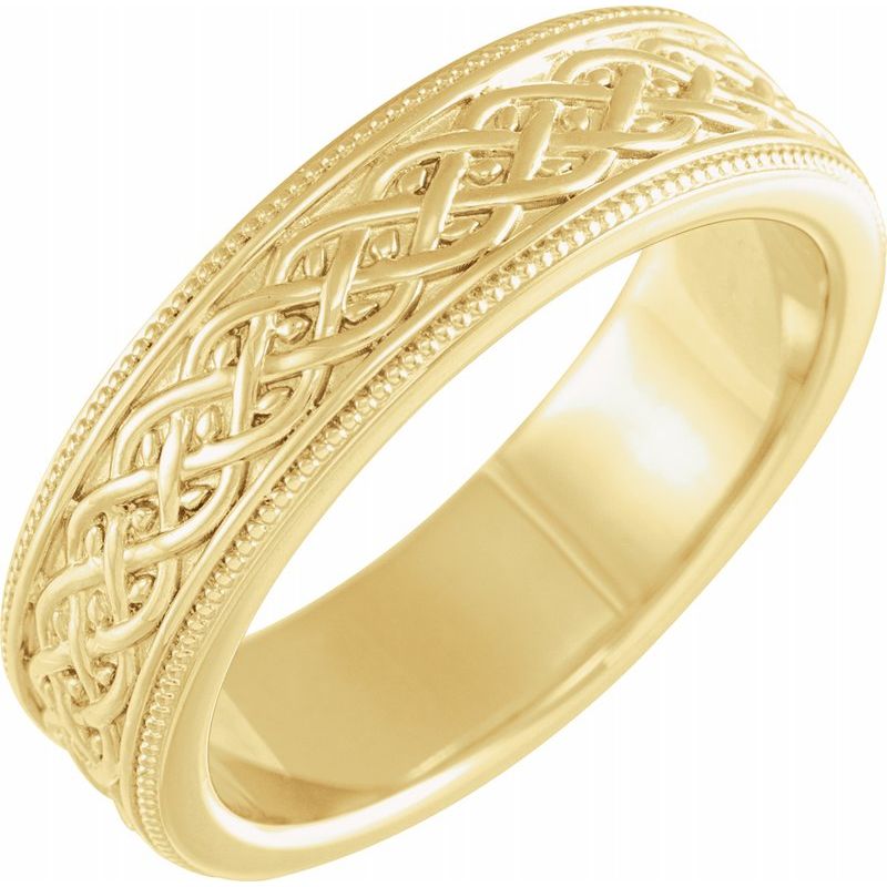 14K Gold 6 mm Vine Inspired Band