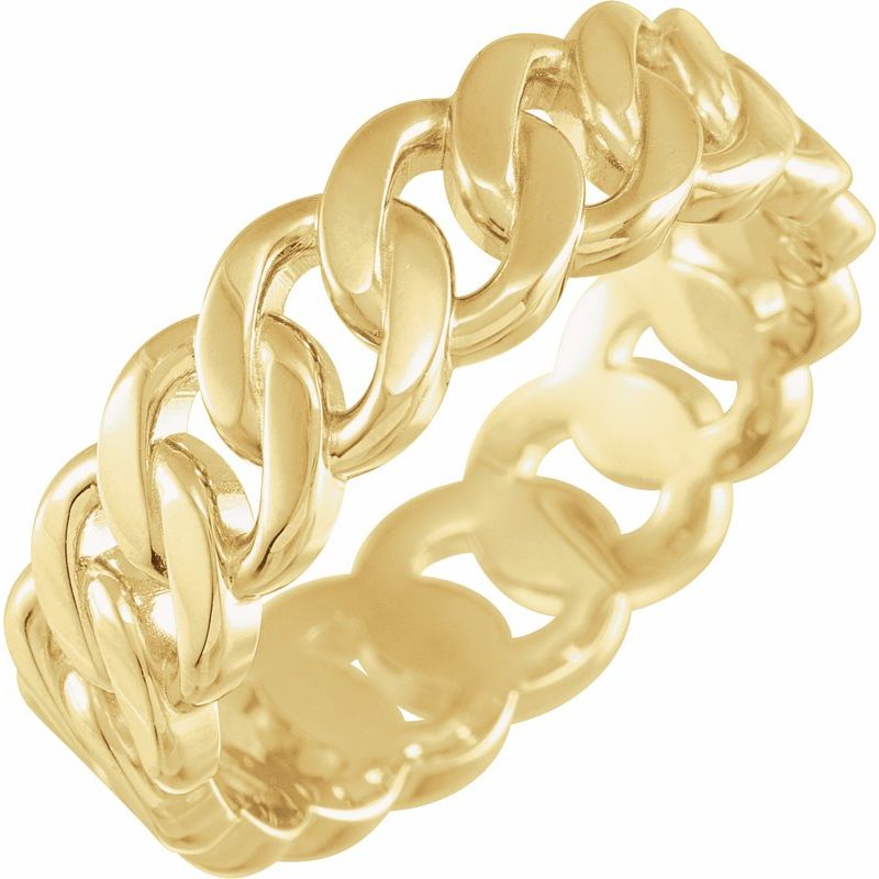 14K Gold 6.5 mm Chain Link Wedding Band