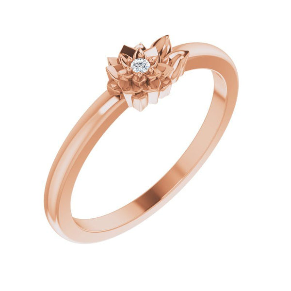 14K Gold Diamond Flower Ring