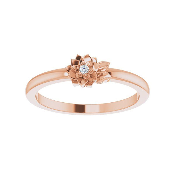 14K Gold Diamond Flower Ring