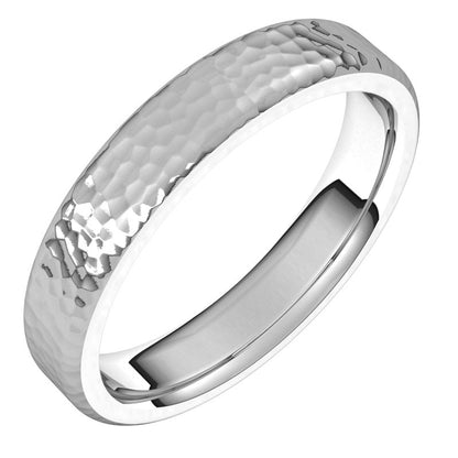 14K Gold Round Edge Hammer Men Band