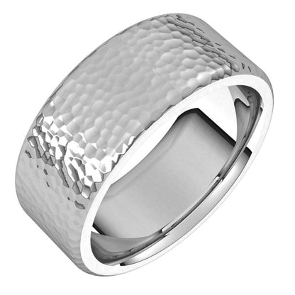 14K Gold Round Edge Hammer Men Band
