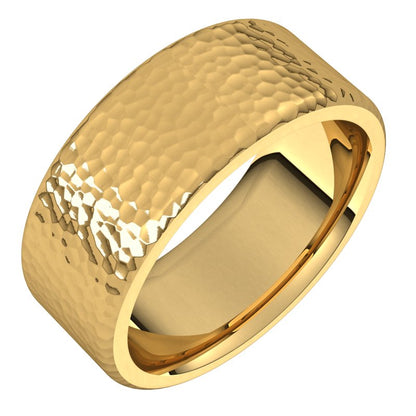 14K Gold Round Edge Hammer Men Band