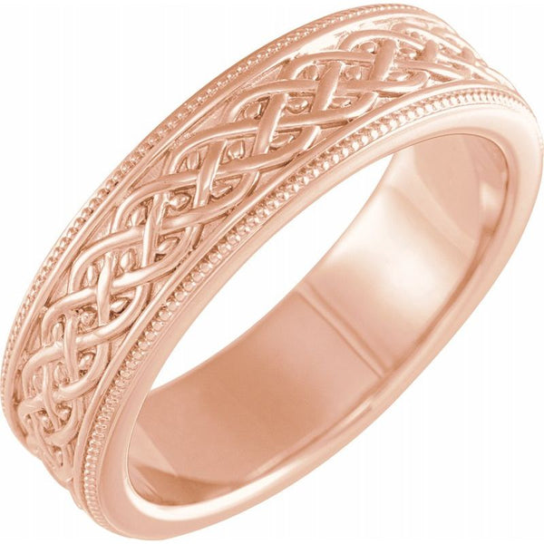 14K Gold 6 mm Vine Inspired Band