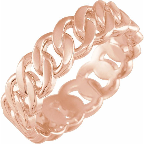 14K Gold 6.5 mm Chain Link Wedding Band