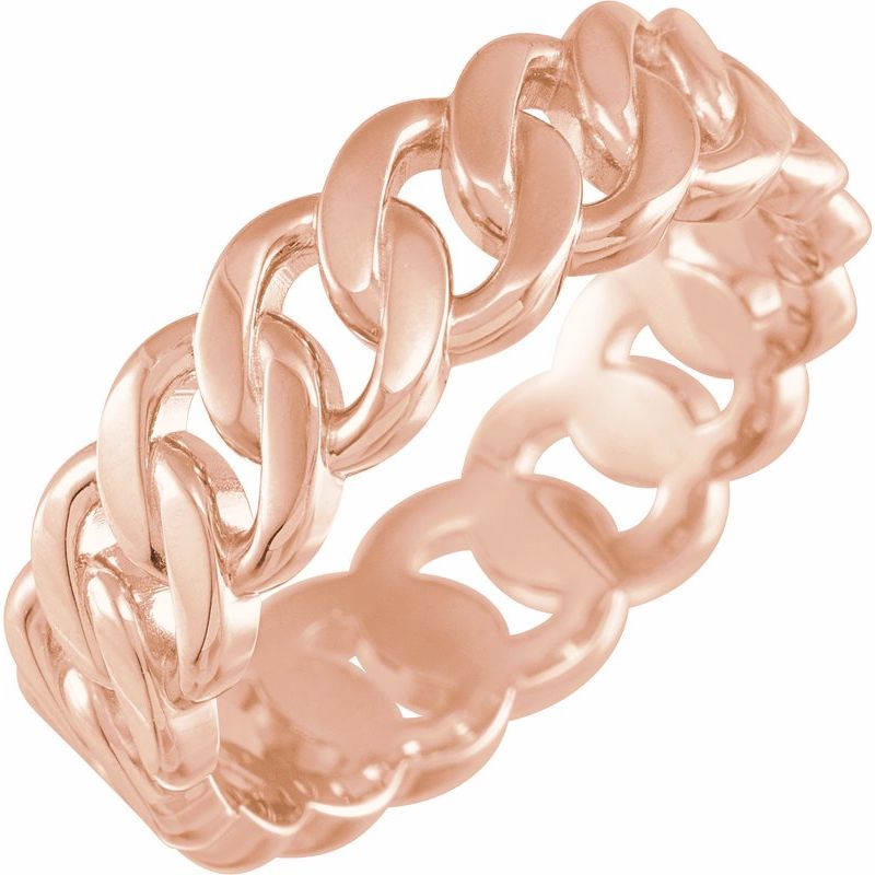 14K Gold 6.5 mm Chain Link Wedding Band