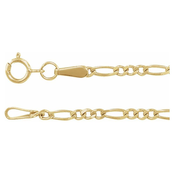 14K Yellow 1.9 mm Diamond-Cut Figaro Chain