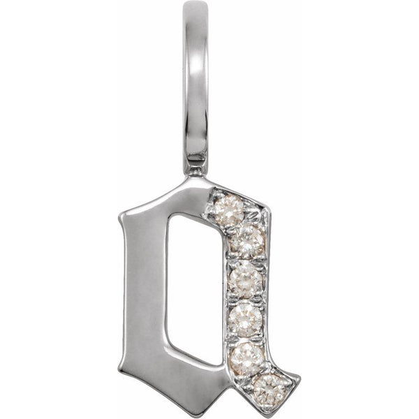 14K Gold Natural Diamond Initial Personalized A-Z Pendant