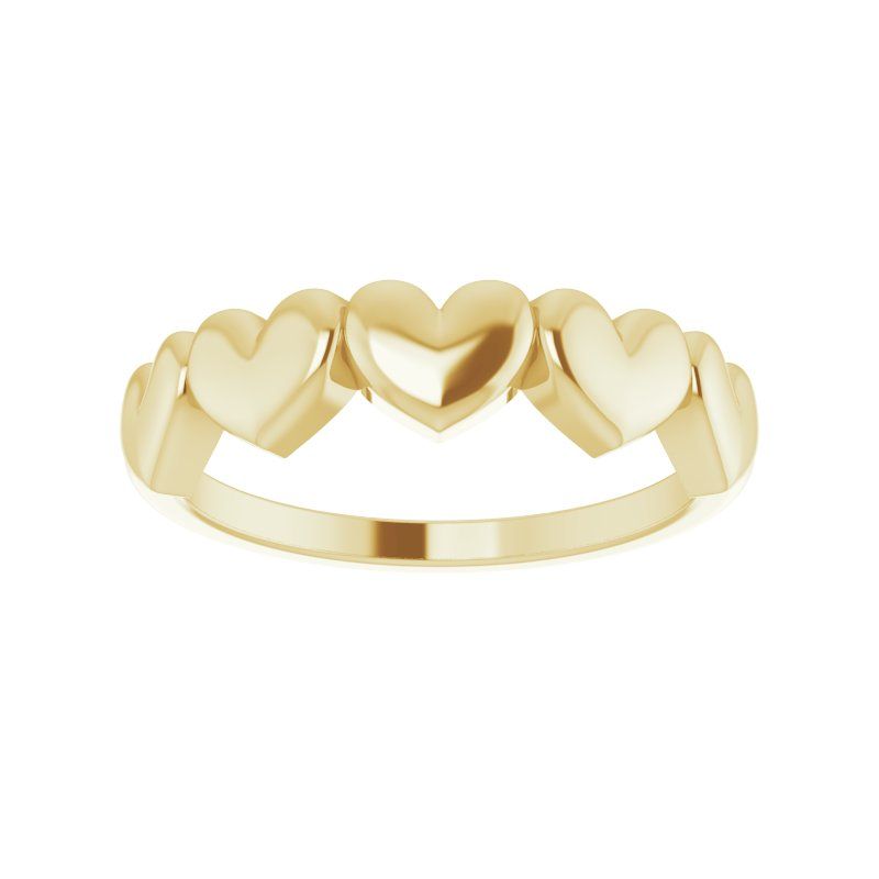 14K Gold 5 Heart Ring