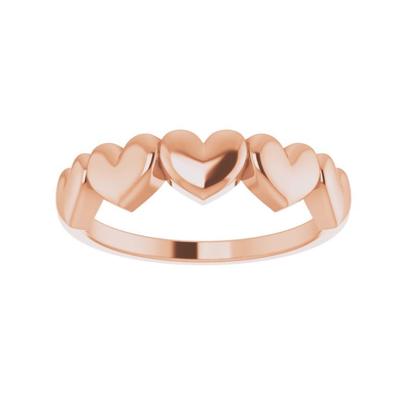 14K Gold 5 Heart Ring