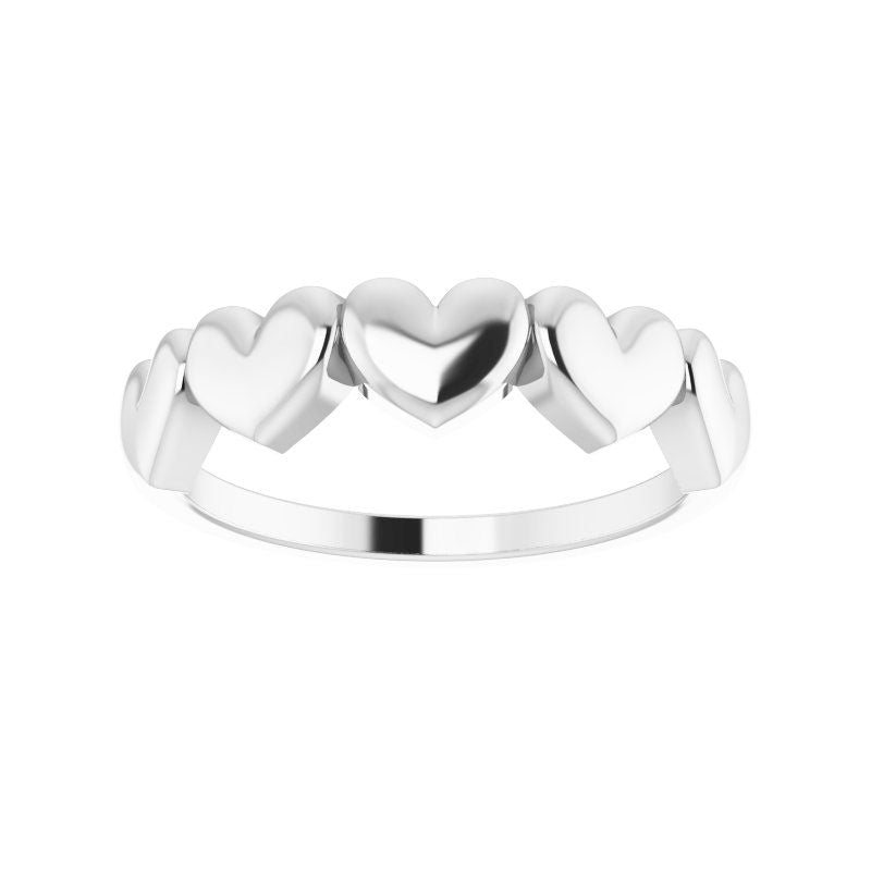 14K Gold 5 Heart Ring