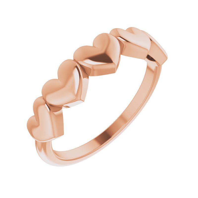 14K Gold 5 Heart Ring