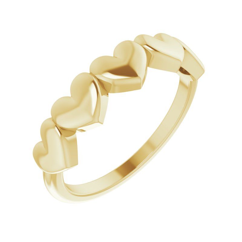 14K Gold 5 Heart Ring