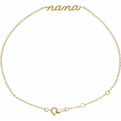 14K Gold Dainty Script Bracelet